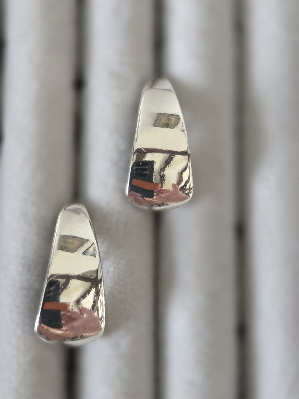 Polished Silver Tapered Stud Earrings - Women Jewelry